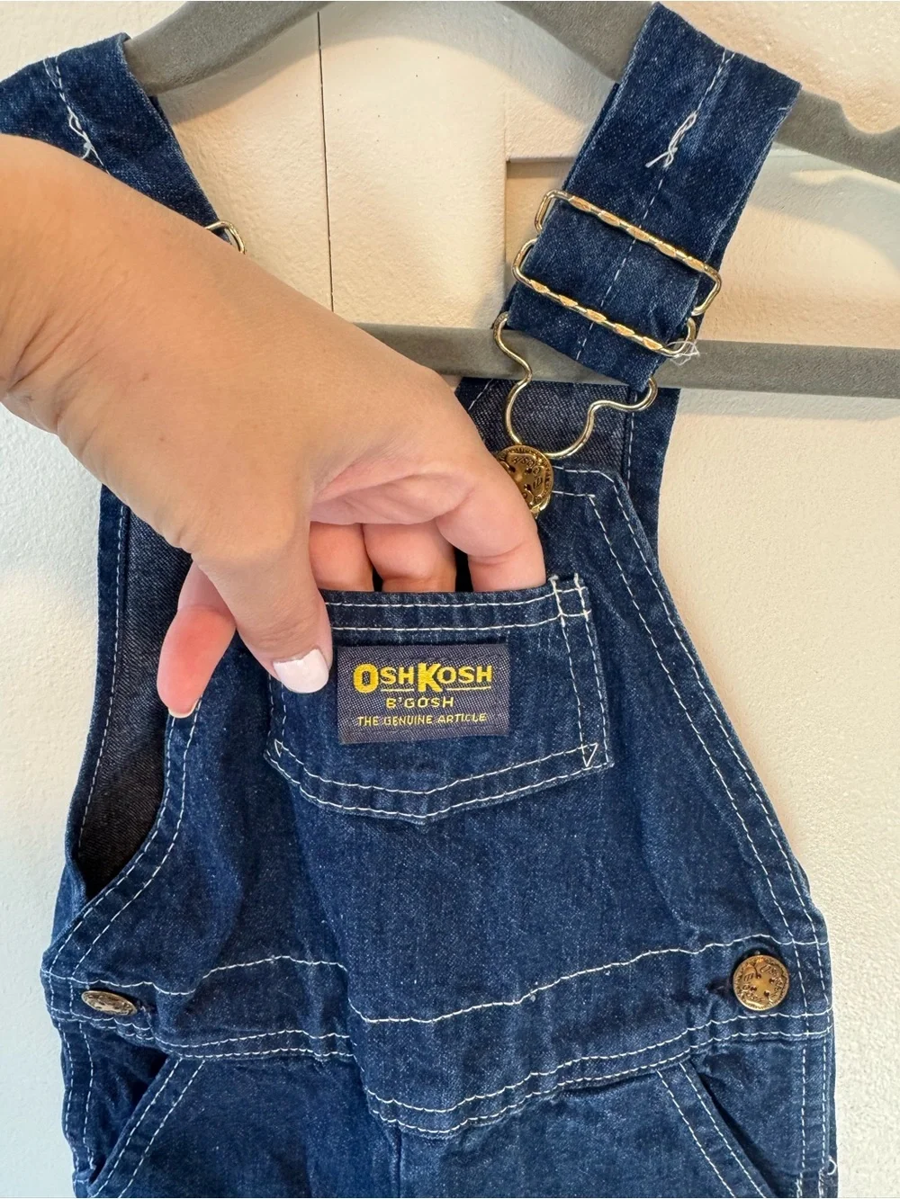Vintage Osh Kosh B’Gosh 90s Paper Tag Baby Classic Dark Denim Overalls 18 months